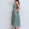 Daphne Double Cloth Dress Green Ornamental Foliage Daphne Double Cloth Dress Green Ornamental Foliage