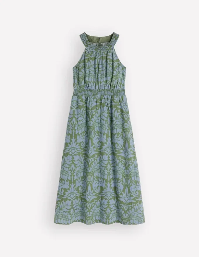 Daphne Double Cloth Dress Green Ornamental Foliage Daphne Double Cloth Dress Green Ornamental Foliage