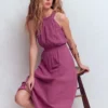 Daphne Double Cloth Dress Warm Mauve Daphne Double Cloth Dress Warm Mauve