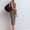 Delilah Twist Midi Dress Almond Milk, Cheetah Pop Delilah Twist Midi Dress Almond Milk, Cheetah Pop