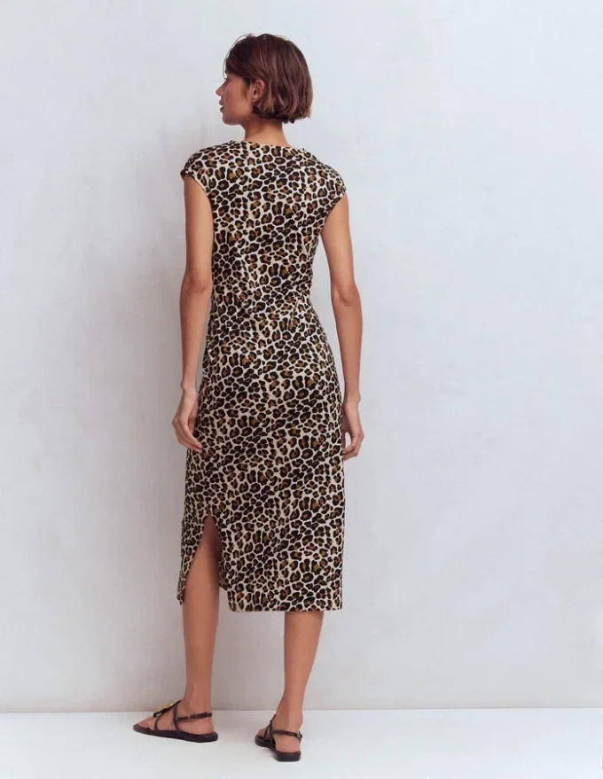 Delilah Twist Midi Dress Almond Milk, Cheetah Pop Delilah Twist Midi Dress Almond Milk, Cheetah Pop