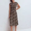 Delilah Twist Midi Dress Almond Milk, Cheetah Pop Delilah Twist Midi Dress Almond Milk, Cheetah Pop
