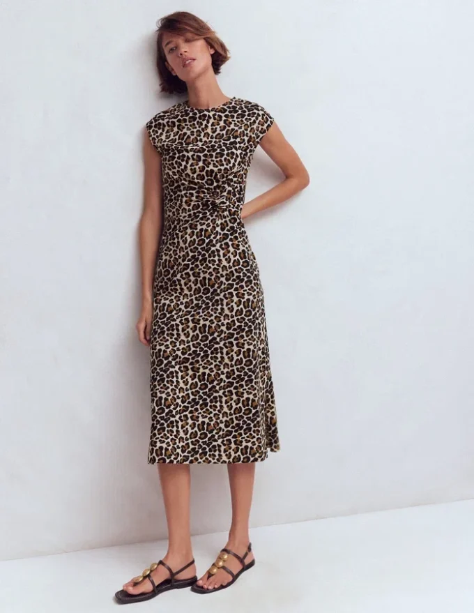 Delilah Twist Midi Dress Almond Milk, Cheetah Pop Delilah Twist Midi Dress Almond Milk, Cheetah Pop