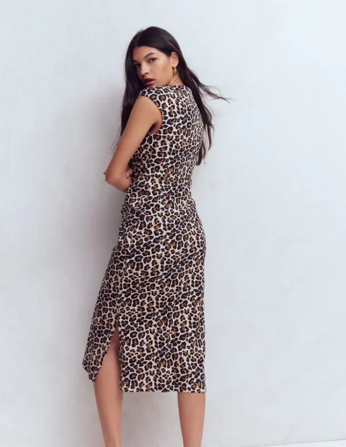 Delilah Twist Midi Dress Almond Milk, Cheetah Pop Delilah Twist Midi Dress Almond Milk, Cheetah Pop