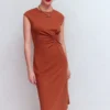 Delilah Twist Midi Dress Burnt Orange Delilah Twist Midi Dress Burnt Orange