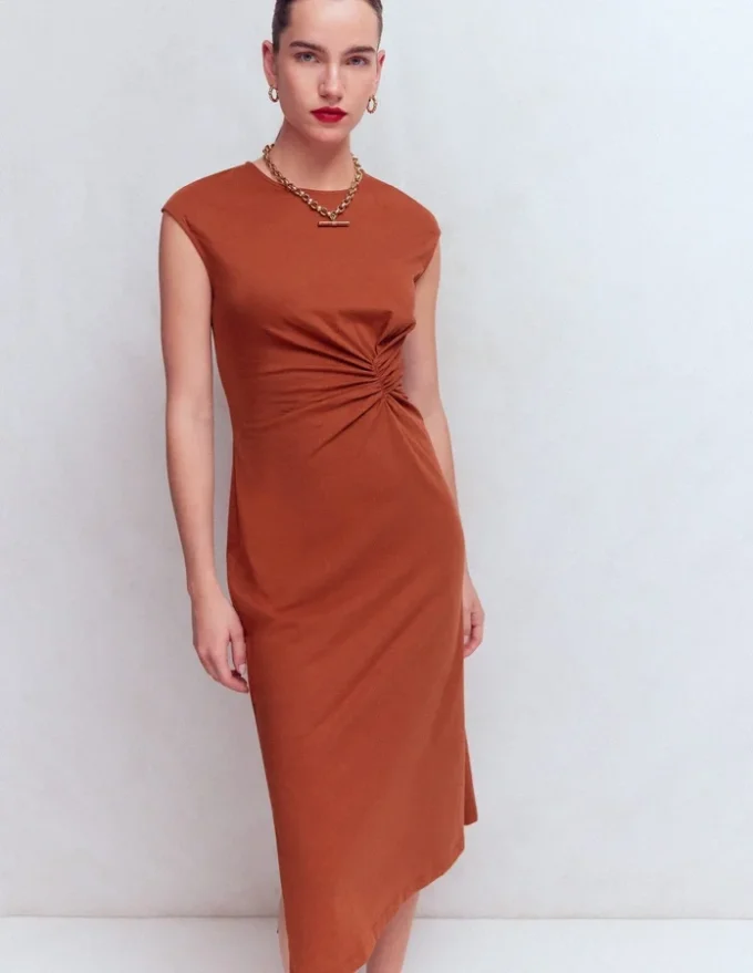 Delilah Twist Midi Dress Burnt Orange Delilah Twist Midi Dress Burnt Orange