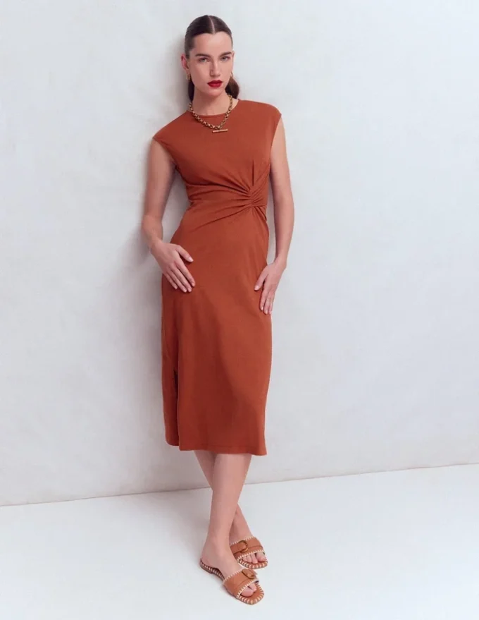 Delilah Twist Midi Dress Burnt Orange Delilah Twist Midi Dress Burnt Orange