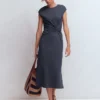 Delilah Twist Midi Dress Navy Delilah Twist Midi Dress Navy