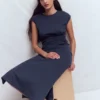 Delilah Twist Midi Dress Navy Delilah Twist Midi Dress Navy