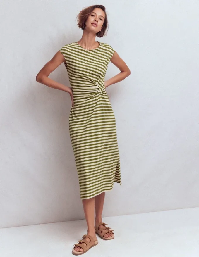 Delilah Twist Midi Dress Stripe Delilah Twist Midi Dress Stripe