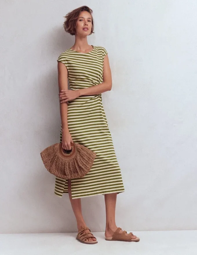 Delilah Twist Midi Dress Stripe Delilah Twist Midi Dress Stripe
