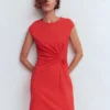 Delilah Twist Short Dress Red Coral Delilah Twist Short Dress Red Coral