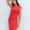 Delilah Twist Short Dress Red Coral Delilah Twist Short Dress Red Coral