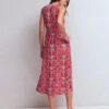 Delphine Midi Sleeveless Dress Blood Orange, Gardenia