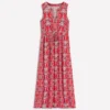 Delphine Midi Sleeveless Dress Blood Orange, Gardenia
