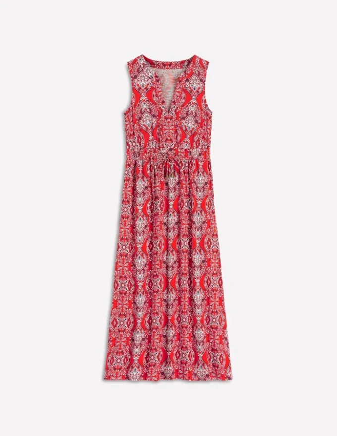 Delphine Midi Sleeveless Dress Blood Orange, Gardenia