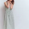 Delphine Midi Sleeveless Dress Ivory, Flower Lattice Delphine Midi Sleeveless Dress Ivory, Flower Lattice