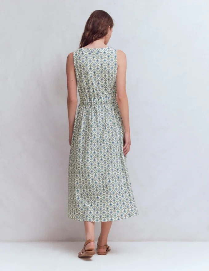 Delphine Midi Sleeveless Dress Ivory, Flower Lattice Delphine Midi Sleeveless Dress Ivory, Flower Lattice