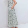 Delphine Midi Sleeveless Dress Ivory, Flower Lattice Delphine Midi Sleeveless Dress Ivory, Flower Lattice