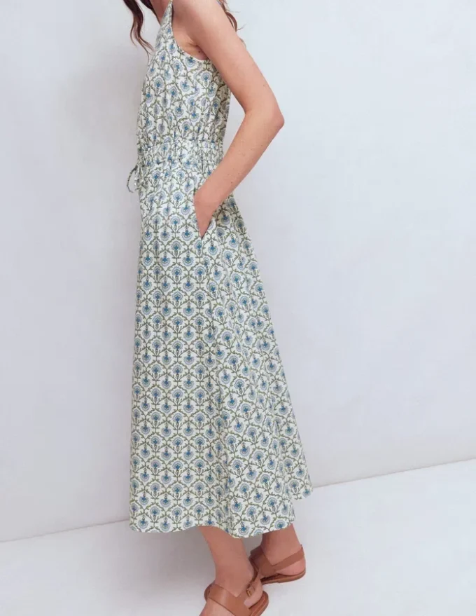 Delphine Midi Sleeveless Dress Ivory, Flower Lattice Delphine Midi Sleeveless Dress Ivory, Flower Lattice