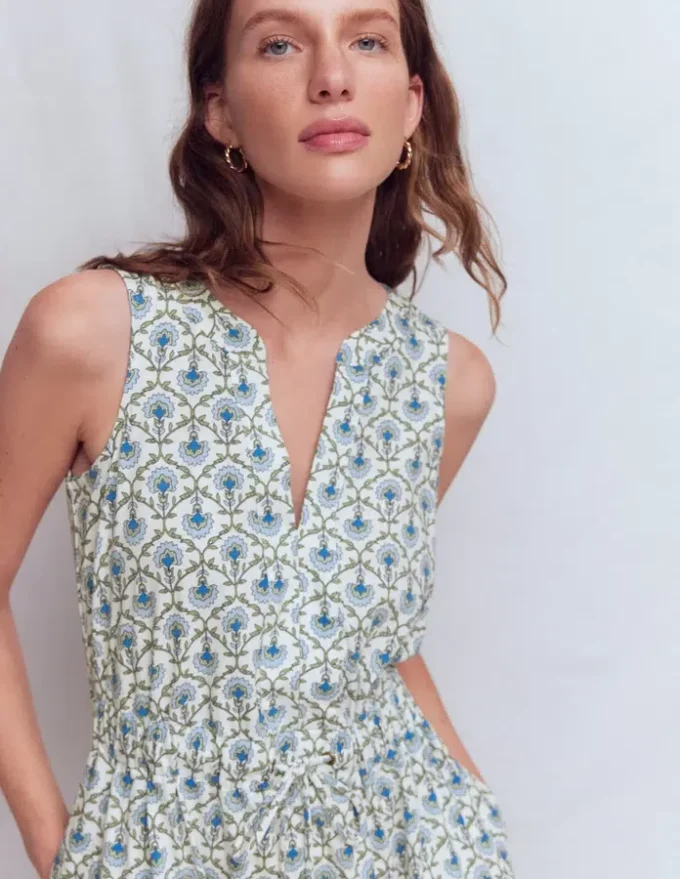 Delphine Midi Sleeveless Dress Ivory, Flower Lattice Delphine Midi Sleeveless Dress Ivory, Flower Lattice