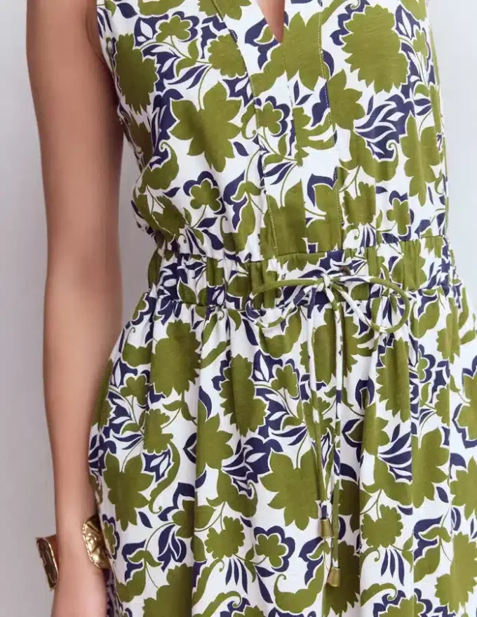 Delphine Midi Sleeveless Dress Olive, Shadow Blossom Delphine Midi Sleeveless Dress Olive, Shadow Blossom