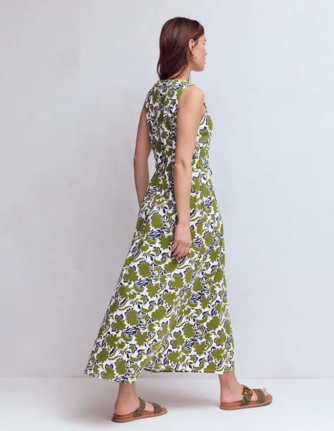 Delphine Midi Sleeveless Dress Olive, Shadow Blossom Delphine Midi Sleeveless Dress Olive, Shadow Blossom