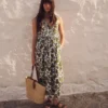 Delphine Midi Sleeveless Dress Olive, Shadow Blossom Delphine Midi Sleeveless Dress Olive, Shadow Blossom
