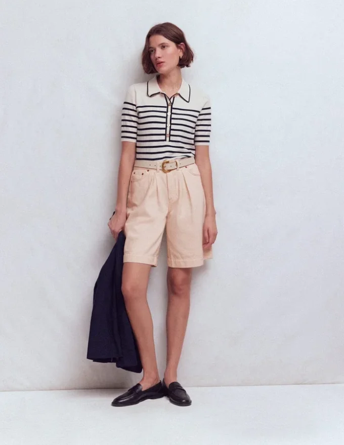 Denim Bermuda Short Ecru Denim Bermuda Short Ecru