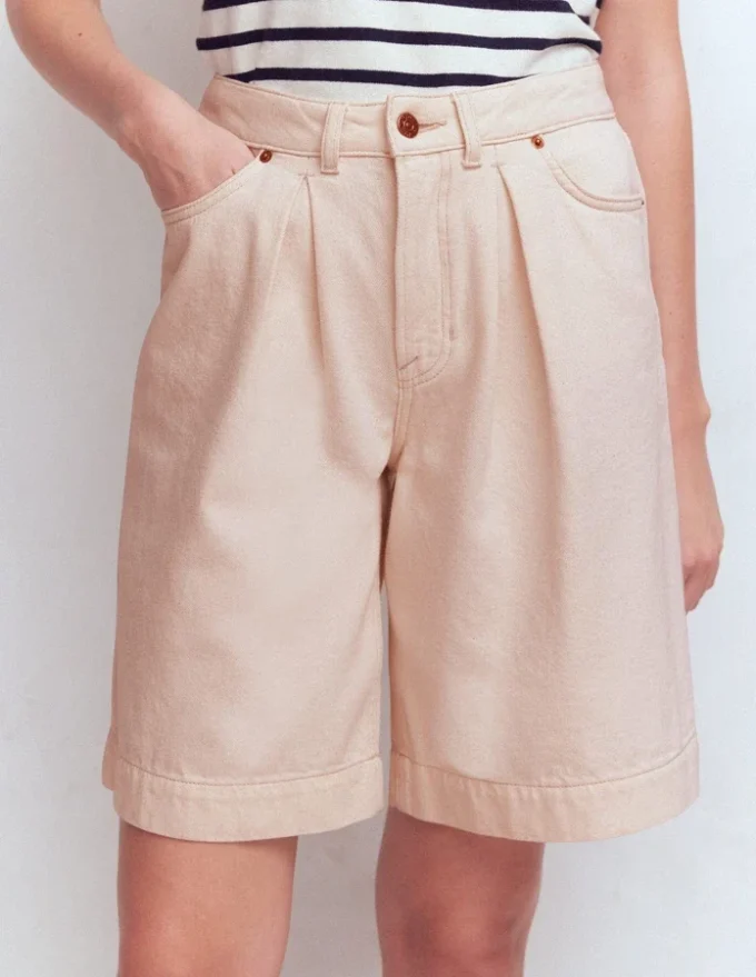 Denim Bermuda Short Ecru Denim Bermuda Short Ecru