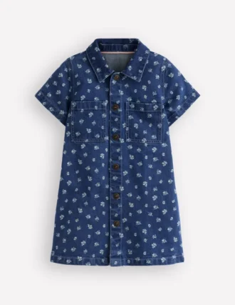 Denim Shirt Dress Blue Ditsy Floral