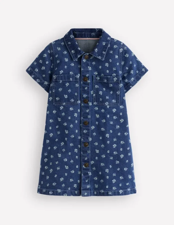 Denim Shirt Dress Blue Ditsy Floral Denim Shirt Dress Blue Ditsy Floral