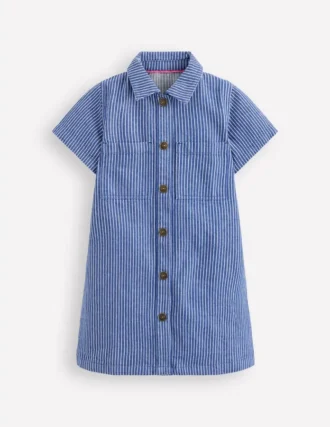 Denim Shirt Dress Sapphire Blue Stripe