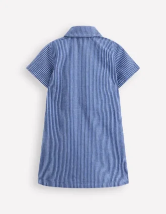 Denim Shirt Dress Sapphire Blue Stripe
