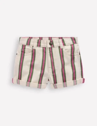 Denim Shorts Ivory/Green/Pink Stripe