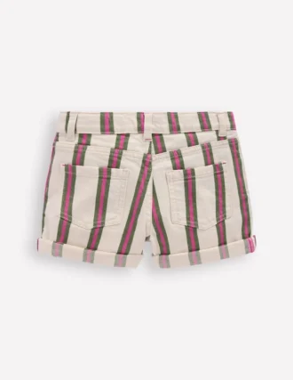 Denim Shorts Ivory/Green/Pink Stripe