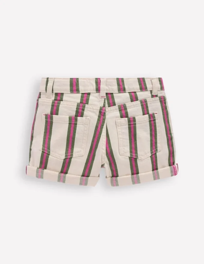 Denim Shorts Ivory/Green/Pink Stripe