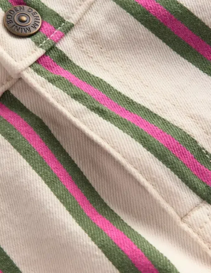Denim Shorts Ivory/Green/Pink Stripe