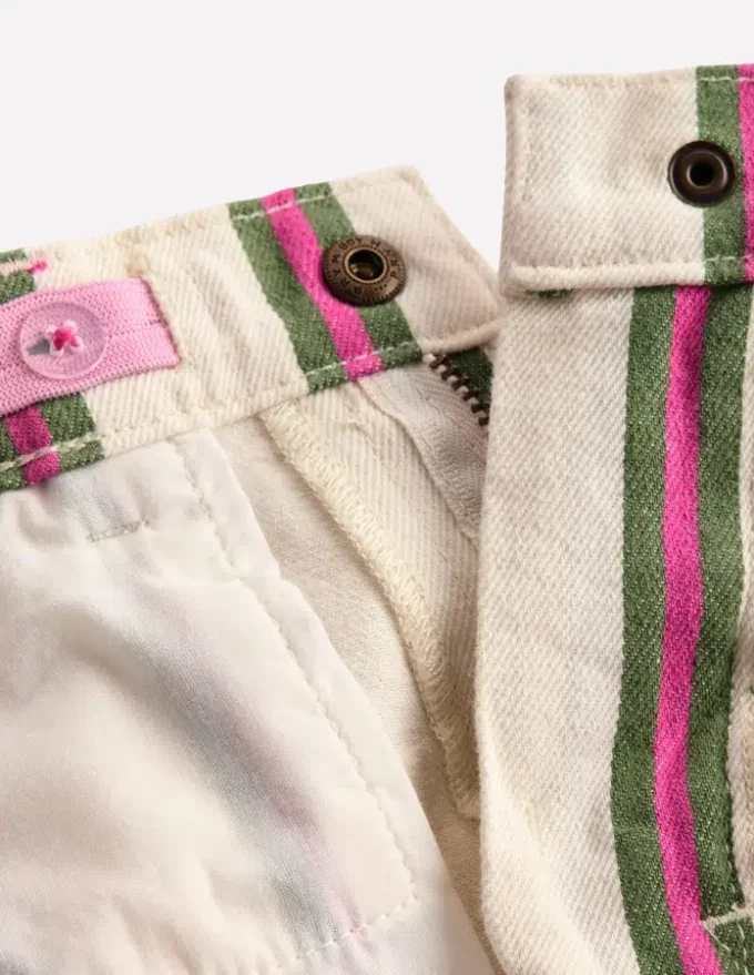 Denim Shorts Ivory/Green/Pink Stripe