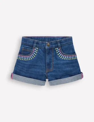 Denim Shorts Mid Vintage Embroidered