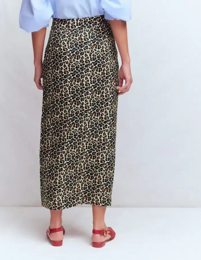 Dimitra Linen Column Skirt Almond Milk, Cheetah Pop Dimitra Linen Column Skirt Almond Milk, Cheetah Pop