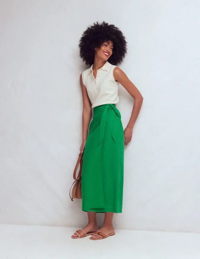 Dimitra Linen Column Skirt Rich Emerald Dimitra Linen Column Skirt Rich Emerald