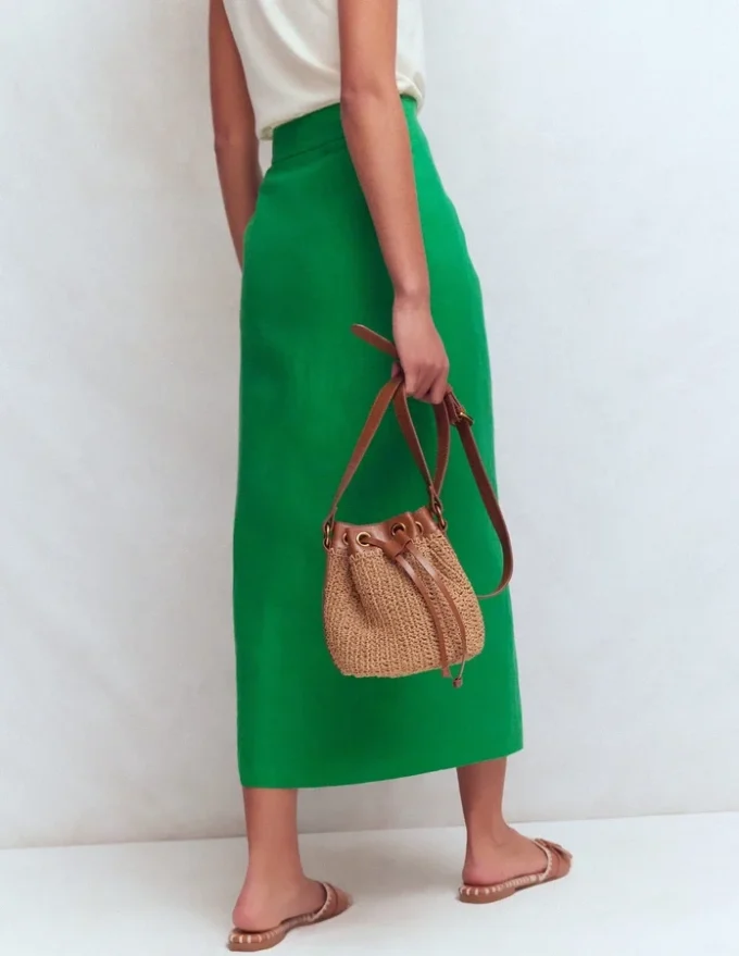 Dimitra Linen Column Skirt Rich Emerald Dimitra Linen Column Skirt Rich Emerald