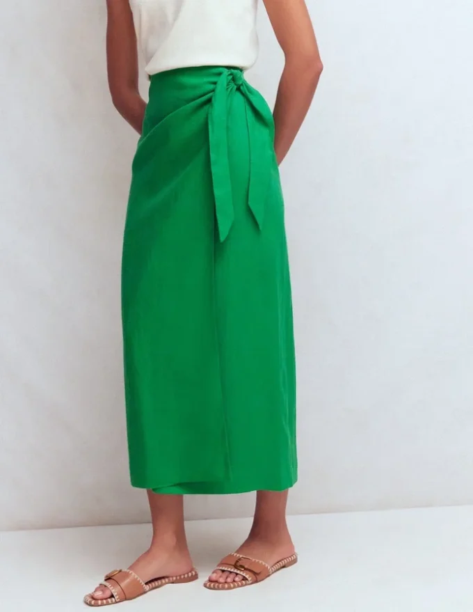 Dimitra Linen Column Skirt Rich Emerald Dimitra Linen Column Skirt Rich Emerald