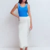 Dimitra Linen Column Skirt White Dimitra Linen Column Skirt White