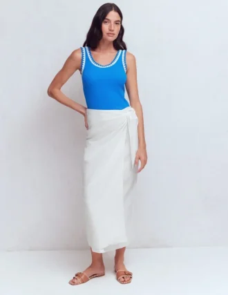 Dimitra Linen Column Skirt White