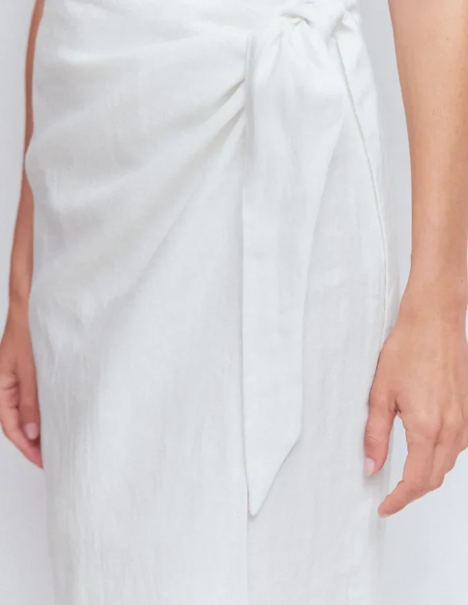 Dimitra Linen Column Skirt White Dimitra Linen Column Skirt White