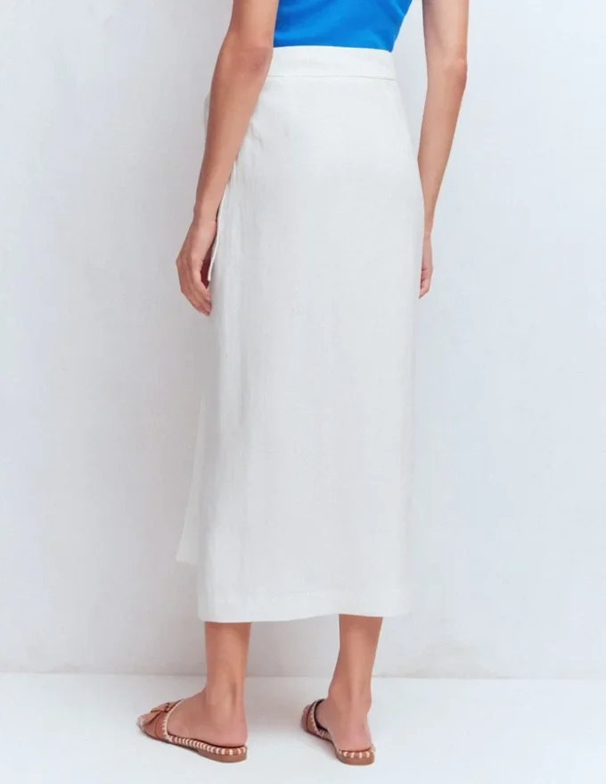 Dimitra Linen Column Skirt White Dimitra Linen Column Skirt White