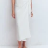 Dimitra Linen Column Skirt White Dimitra Linen Column Skirt White