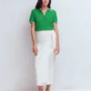 Dimitra Linen Column Skirt White Dimitra Linen Column Skirt White